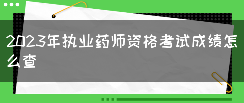 2023年执业药师资格考试成绩怎么查(图1)